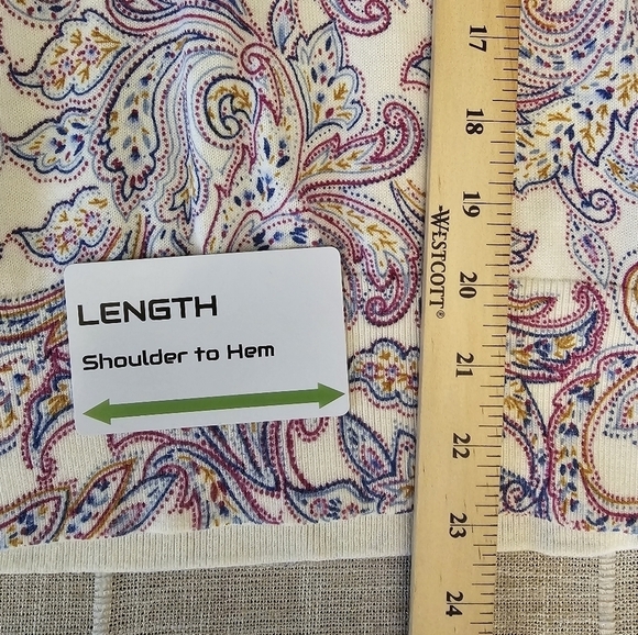 Land's End LP 100% Cotton Paisley 3/4 Sleeve Top - Picture 7 of 7